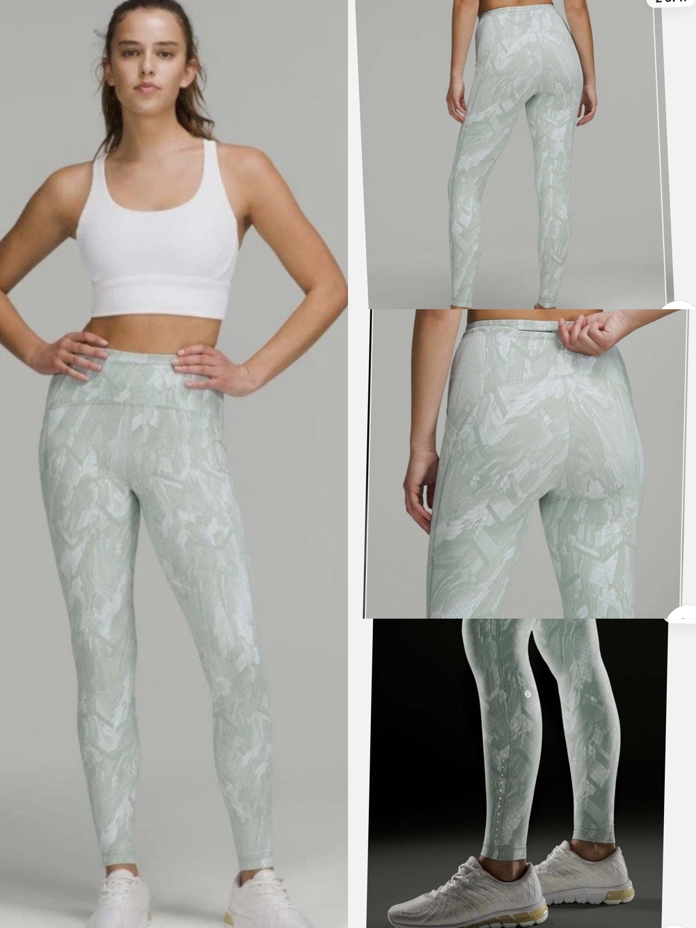 Lululemon Swift Speed Leggings Size 0 High-Rise Chevron Blue Green 28" NWOT
